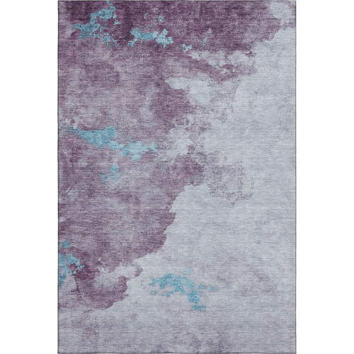 9' X 12' Lavender And Teal Abstract Washable Area Rug With UV Protection