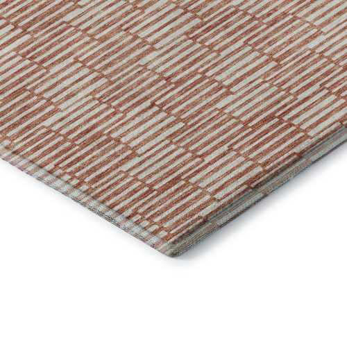 9' X 12' Salmon And Beige Abstract Geometric Washable Area Rug With UV Protection