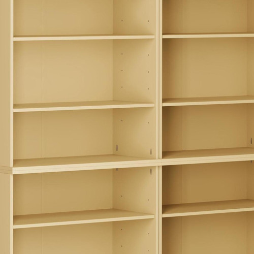 72" Yellow Solid Wood Adjustable Twelve Tier Library Bookcase