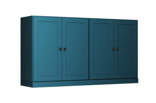 64" Teal Blue Solid Wood Sideboard With Four Doors