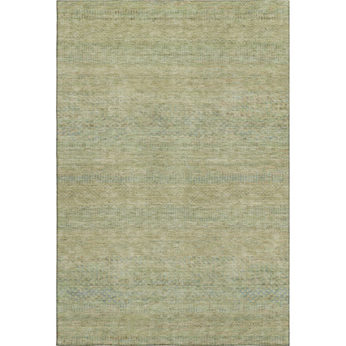 10' X 14' Wheat Gold And Green Striped Washable Area Rug With UV Protection