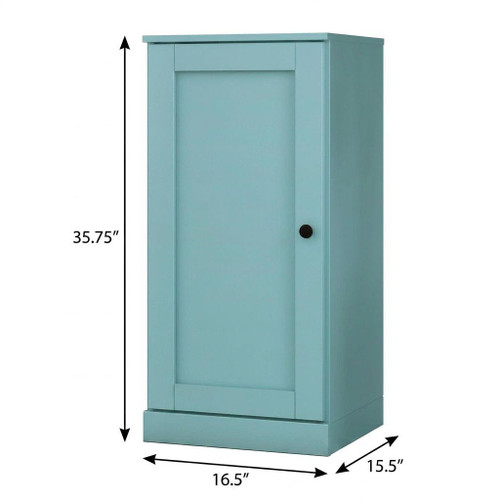 36" Aqua Solid Wood Adjustable Three Tier Library Bookcase with One Door