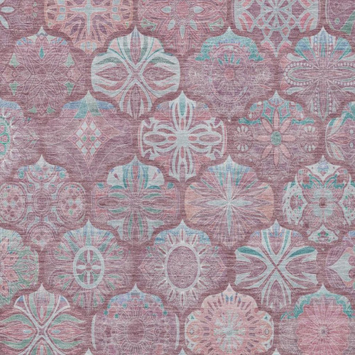 8' X 10' Blush And Pink Ogee Washable Indoor Outdoor Area Rug