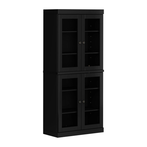 72" Black Solid Wood Four Door Pantry Or Storage Closet