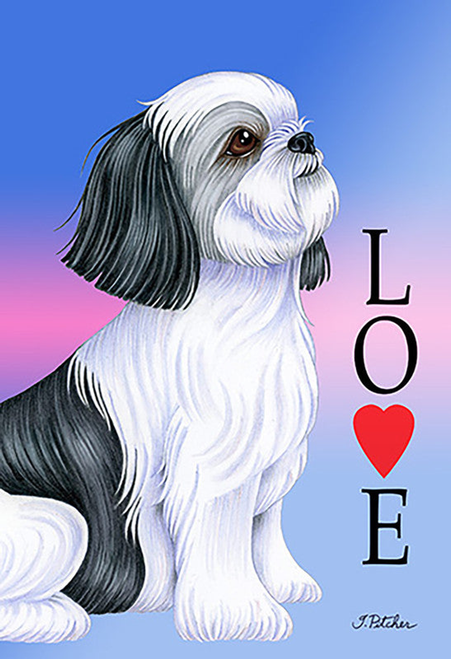 Shih Tzu Grey  - Tomoyo Pitcher Love  Garden Flag 
