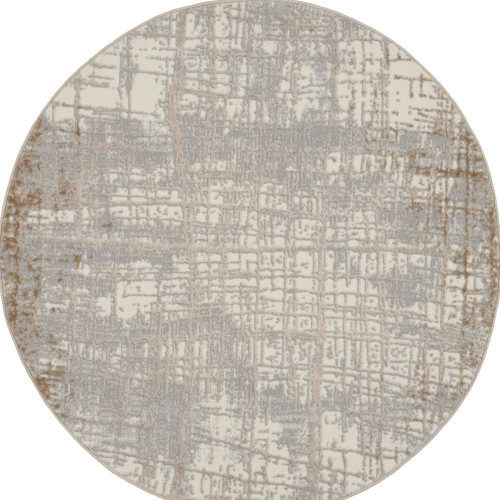 4' Ivory Abstract Power Loom Round Rug