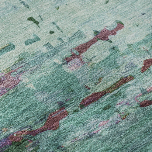 3' X 5' Teal And Plum Abstract Washable Area Rug With UV Protection