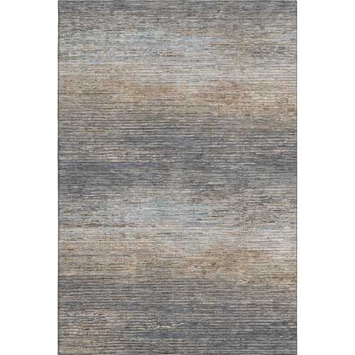 8' Pewter Gray And Beige Striped Washable Area Rug With UV Protection