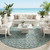 8' Teal Blue And Sky Blue Round Geometric Washable Indoor Outdoor Area Rug