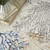 5' Ivory Blue And Gray Seashell and Coral Non Skid Round Rug