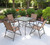 Five Piece Clear and Brown Square Glass Dining Set with Four Chairs
