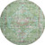 8' Artichoke Green Lavender And Teal Oriental Washable Round Rug With UV Protection