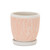 Set of Two Pink And Beige Cement 1 Ounce Leaf Round Pot Planters