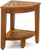 18" X 13" Brown Teak Corner Rectangular Shower Bench With Shelf