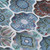 10' X 14' Teal Blue And Graphite Ogee Washable Indoor Outdoor Area Rug