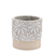 Set of Two Beige And Gray Ceramic 5 Ounce Leaf Round Pot Planters