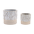 Set of Two Beige And Gray Ceramic 5 Ounce Leaf Round Pot Planters