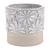 Set of Two Beige And Gray Ceramic 5 Ounce Leaf Round Pot Planters