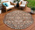 8' Brown And Ivory Round Aztec Washable Indoor Outdoor Area Rug