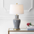 29" Gray And Gold Urn Bedside Lamp With Drum Shade