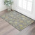 3' X 5' Gray Gold And Blue Floral Washable Area Rug With UV Protection