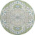 8' Artichoke Green Ivory And Blue Oriental Washable Round Rug With UV Protection