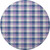 8' Navy Blue Ivory And Purple Plaid Washable Round Rug With UV Protection