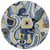8' Blue And Navy Blue Round Abstract Washable Indoor Outdoor Area Rug