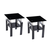 Set of Two Glass and Metal Square End Tables With Shelf