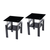 Set of Two Glass and Metal Square End Tables With Shelf