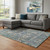 9' X 12' Green Blue And Beige Floral Washable Area Rug With UV Protection