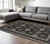 8' X 11' Navy Blue And Gold Medallion Area Rug With Fringe