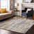 10' X 14' Beige Tan And Silver Striped Washable Area Rug With UV Protection