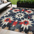 5' X 8' Navy Blue And Red Aztec Washable Indoor Outdoor Area Rug