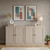 64" Beige Solid Wood Four Drawer Sideboard With Four Doors