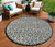 8' Light Gray And Black Round Geometric Indoor Outdoor Area Rug