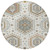 8' Ivory And Beige Round Tribal Washable Indoor Outdoor Area Rug