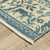 8' X 11' Ivory And Blue Oriental Area Rug With Fringe