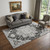 5' X 8' Graphite Gold And Charcoal Floral Medallion Distressed Washable Area Rug With UV Protection