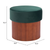 20" Green and Brown Fabric Round Ottoman