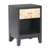 22" Black Solid Wood Free Form Pedestal End Table With Drawer