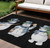 10' X 14' Black Denim Blue And Ivory Snowmen Washable Indoor Outdoor Area Rug