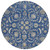 8' Navy Blue And Ivory Round Botanical Leaves Washable Indoor Outdoor Area Rug