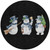 8' Black Denim Blue And Ivory Round Snowmen Washable Indoor Outdoor Area Rug