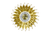 28" Gold And White Metal Silent Analog Floral Sunburst Wall Clock