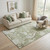5' X 8' Artichoke Green Ivory And Sage Abstract Washable Area Rug With UV Protection