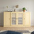 65" Yellow Solid Wood Two Drawer Sideboard With Four Glass Doors