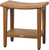 18" X 18" Brown Teak Rectangular Shower Bench With Shelf