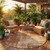 8' Orange And Beige Round Abstract Washable Indoor Outdoor Area Rug