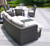 Nine Piece Gray Wicker Multiple Chairs Seating Group With Fire Pit And Table